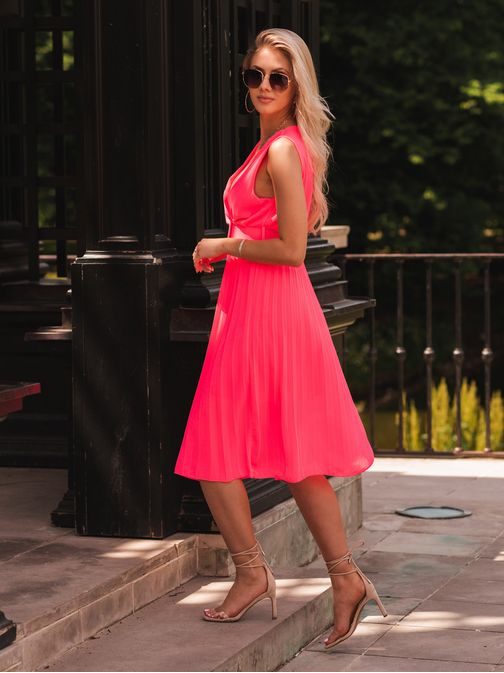 Čudovita rožnata ženska obleka DLR074