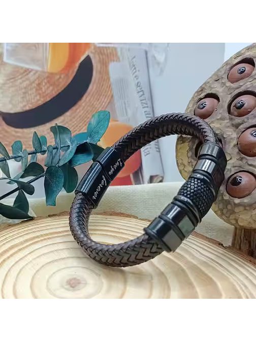 Rjava usnjena zapestnica LOVE