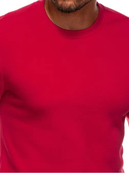 Preprost rdeč pulover s kapuco 22FW-019-V4