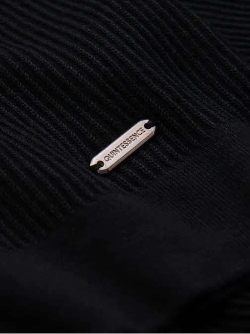 Moška črna pletena polo majica V2 POSS-0160