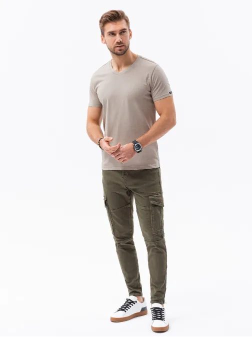 Preprosta svetlo rjava majica S1369