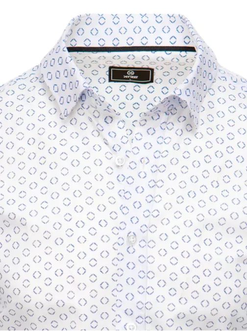 Bombažna bela srajca z modrim vzorcem