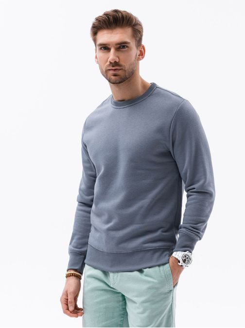 Preprost pulover brez kapuce modre jeans barve B978