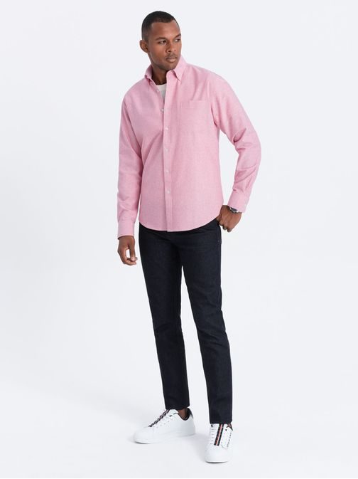 Elegantna rožnata srajca oxford V3 OM0108