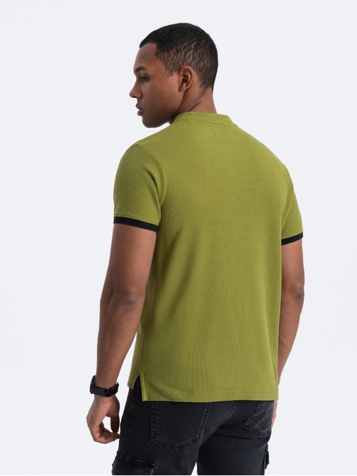 Udobna trendovska olivno zelena polo majica V6 TSCT-0156