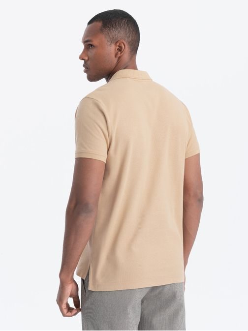 Preprosta bež polo majica S1374