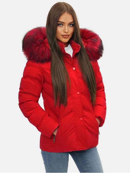 Rdeča ženska bunda trendovskega izgleda JS/M9057/270 - Pravimoski.si