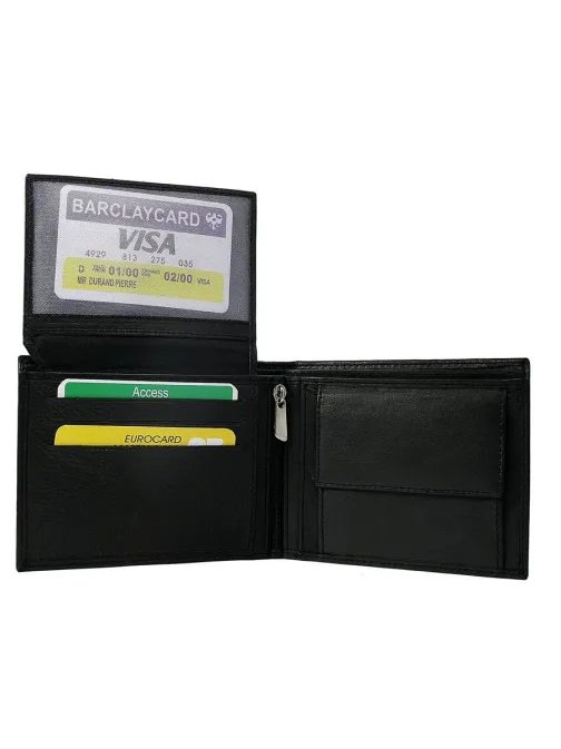 Klasična črna usnjena moška denarnica