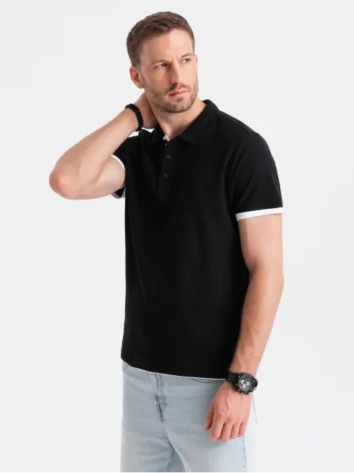 Brezčasna moška črna polo majica V8 POSS-0113