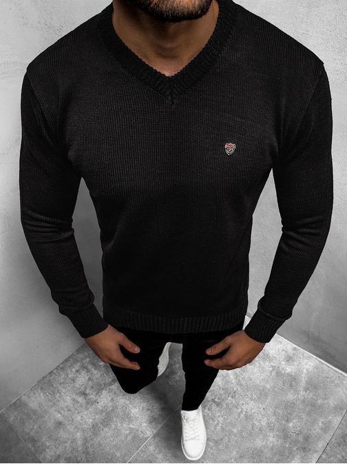 Preprost moški pulover črn O/KV01Z