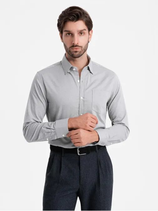 Elegantna siva slim-fit srajca V2 SHCS-0174