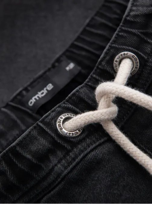 Moške črne kratke hlače iz džinsa V4 SRDS-0192