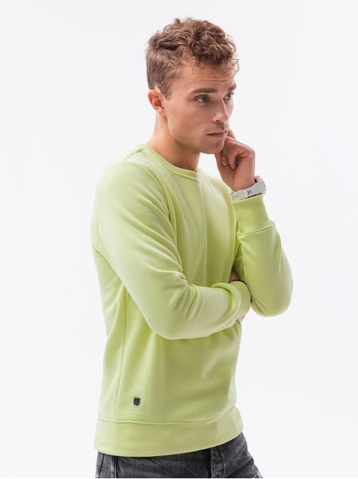 Preprost pulover brez kapuce v barvi limete B978