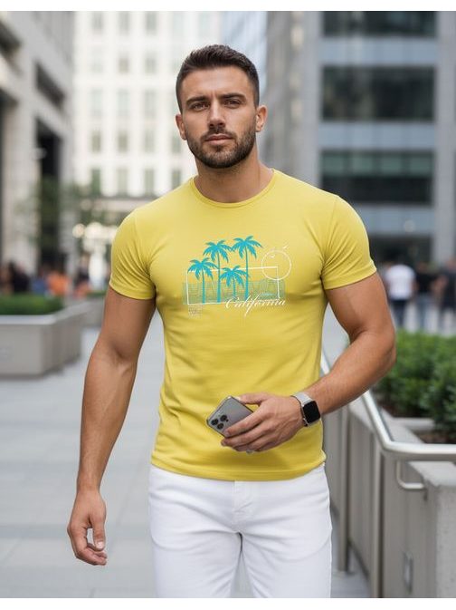 Originalna rumena moška majica s poletnim potiskom