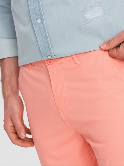 Chinos kratke hlače z robom v barvi lososa V9 W421