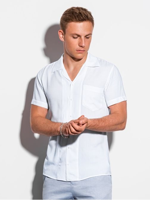 Preprosta bela srajca s kratkimi rokavi K561