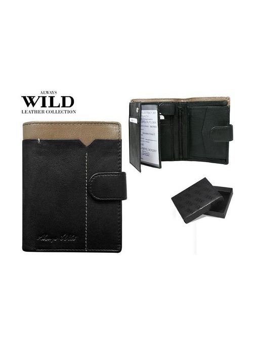 Črno-siva stilska usnjena denarnica
