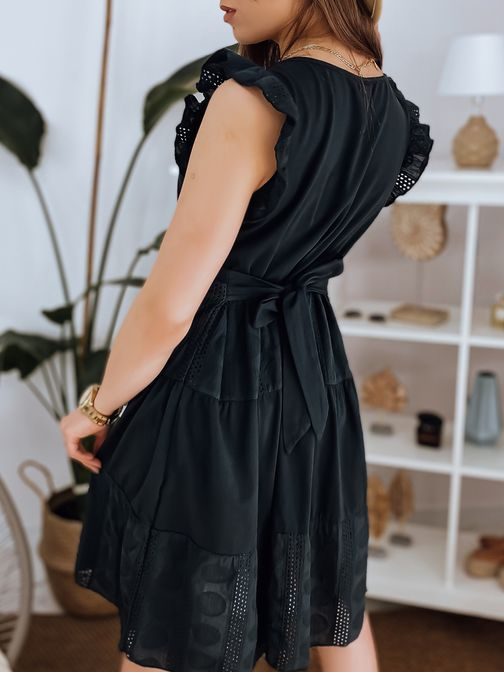 Preprosta romantična obleka v črni barvi Gina