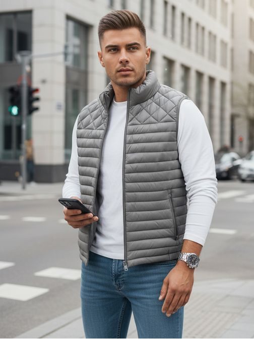 Moderni grafitni moški telovnik brez kapuce