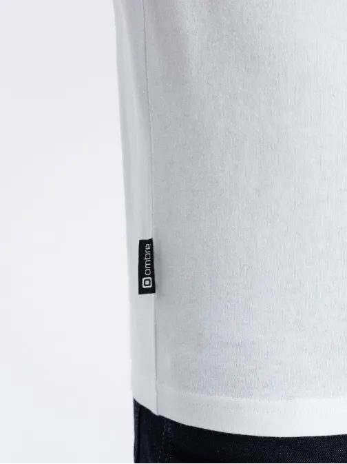 Enostavna bombažna majica z dolgimi rokavi v beli barvi v4 om-lsbl-0106