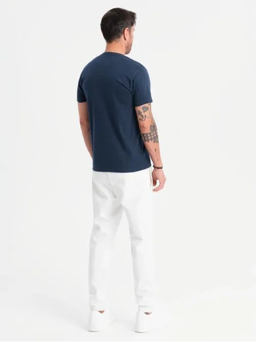 Osnovna bombažna temno modra majica z V-izrezom V2 TSBS-0237