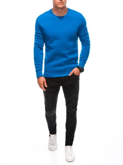 Preprost moder pulover brez kapuce 22FW-019-V1