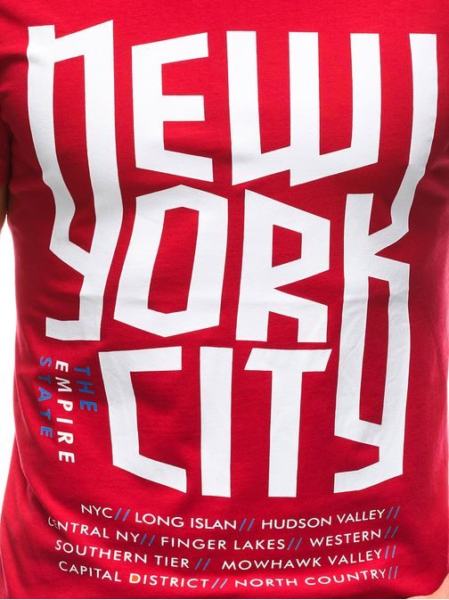 Rdeča majica z modernim potiskom New York S1720