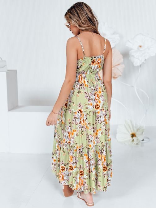 Cvetlična maksi obleka za poletje v zeleni barvi MISSBLOSSY