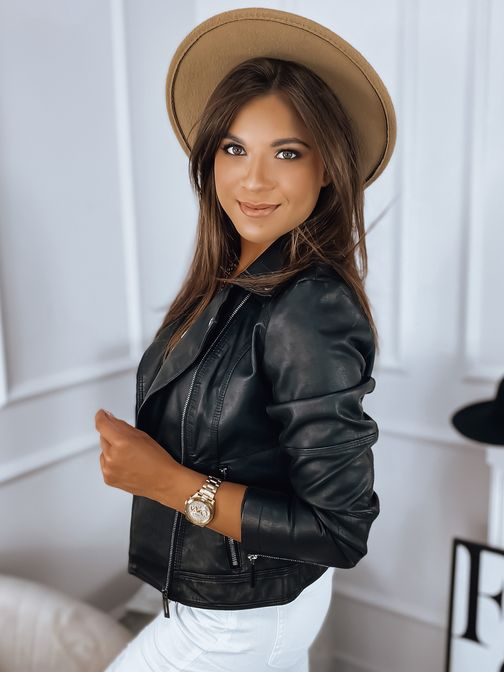 Senzacionalna ženska jakna iz umetnega usnja v črni barvi Melody