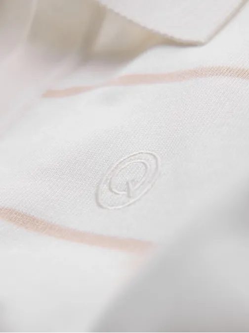 Moška bež črtasta polo majica V4 POSS-0145