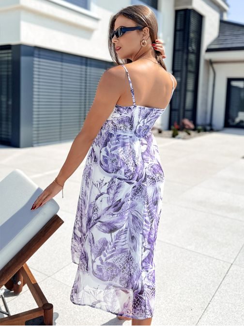 Bela obleka z vijoličnimi poudarki Serena