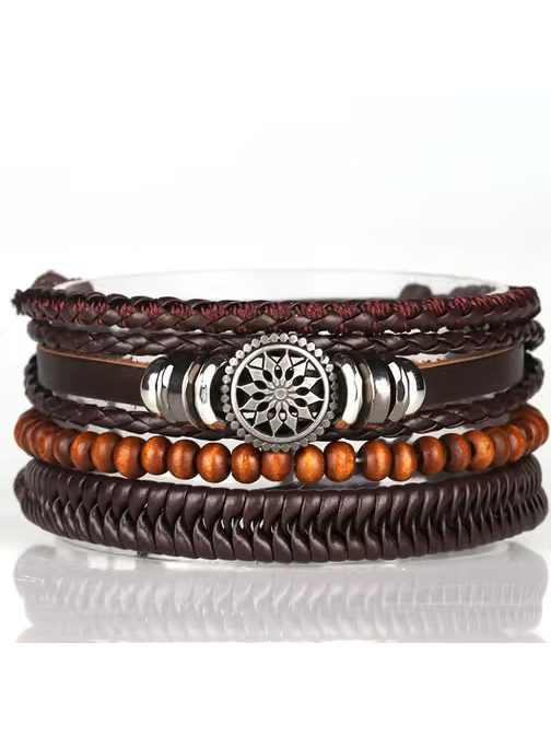 Rjava kombinirana moška zapestnica