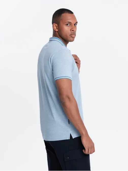 Modra polo majica s kontrastnim ovratnikom V3 POSS-0109