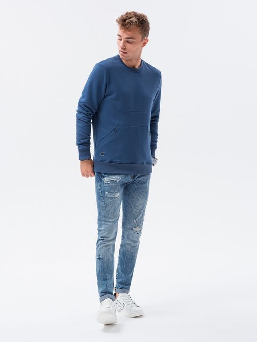Pulover brez kapuce v jeans barvi B1349