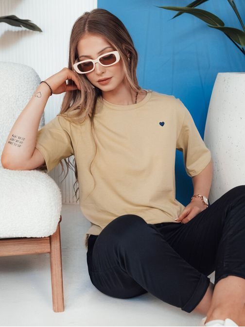 Ženska bež majica s srčkom Milov