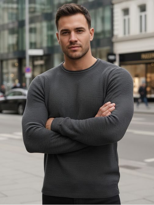 Eleganten moški pulover v grafitni barvi