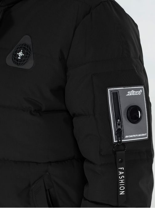 Originalna črna zimska jakna s kapuco