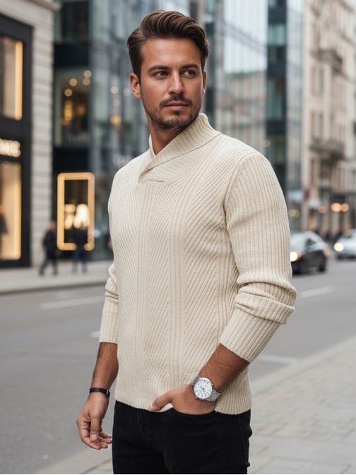 Eleganten moški bež pulover