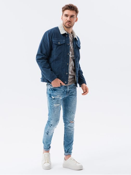 Granatna prehodna jeans jakna C524