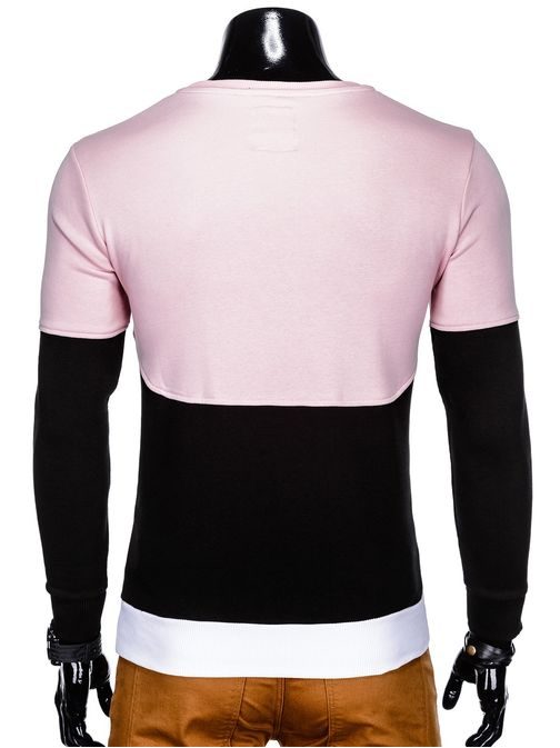 Trendovski črno-rožnati moški pulover b913