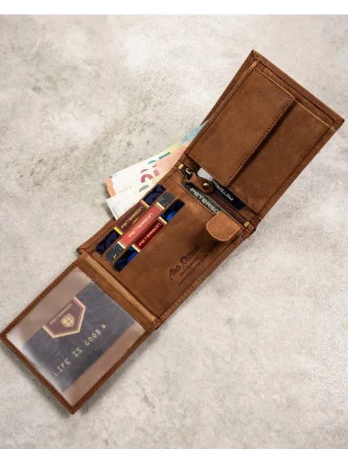 Moden svetlo rjav usnjen komplet - denarnica in obesek za ključe