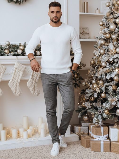 Stilske sive hlače s karo vzorcem