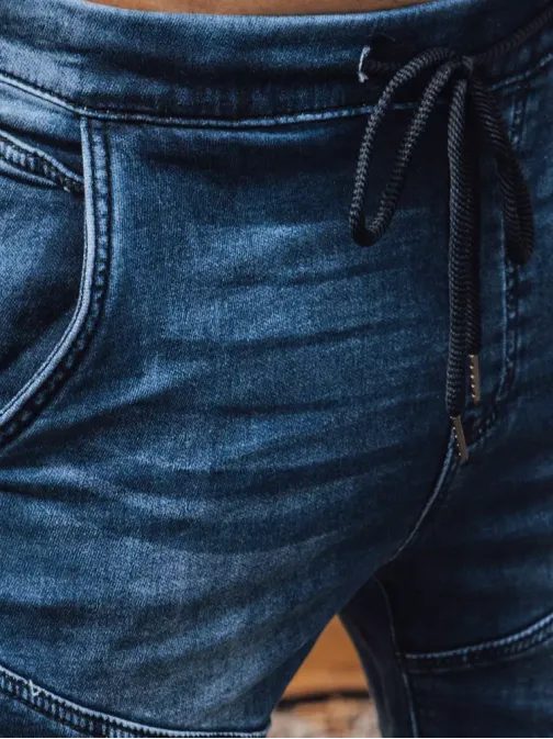 Nebeško modre bombažne jeans kratke hlače