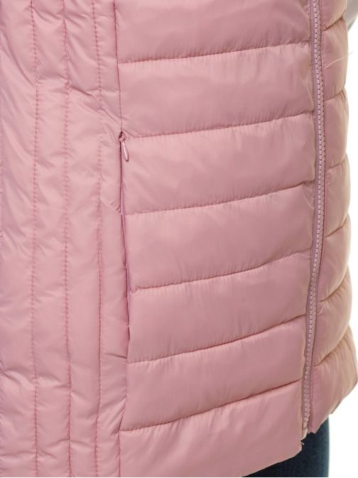 Stilski ženski prešit brezrokavnik s kapuco v pudrasti barvi JS/M23039/354