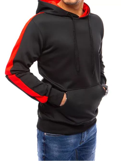 Udoben črn pulover s kapuco