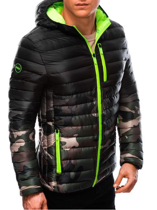 Modna zelena jakna v army vzorcu C319