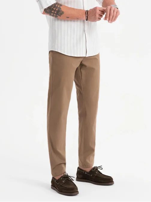 Temno bež hlače chinos z drobno teksturo V2 PACP-0184