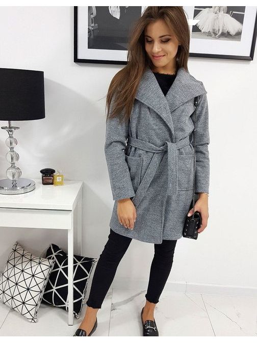 Moderen ženski plašč Sami v svetlo sivi barvi