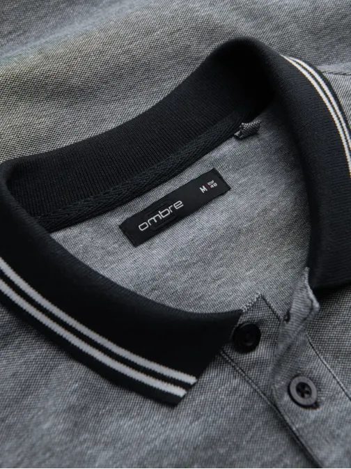 Črna polo majica s kontrastnim ovratnikom V1 POSS-0109
