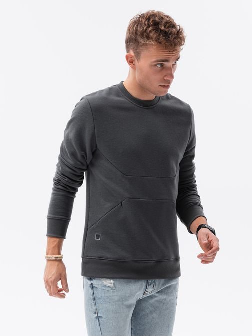 Temno siv pulover brez kapuce B1349